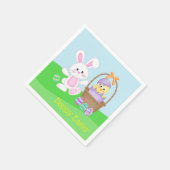 Serviette En Papier Lapin de Pâques et poussin (Coin)