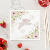 Serviette En Papier Lapin de Pâques Fleurs Roses (En situation)