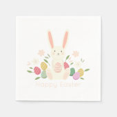 Serviette En Papier Lapin de Pâques Floral Simple | Serviette en Papie (Devant)