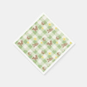Serviette En Papier Lapin de Pâques Gingham Vert (Coin)