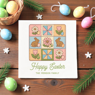 Serviette En Papier Lapin de Pâques Joyeux Modèle de Courtepoint de Fa
