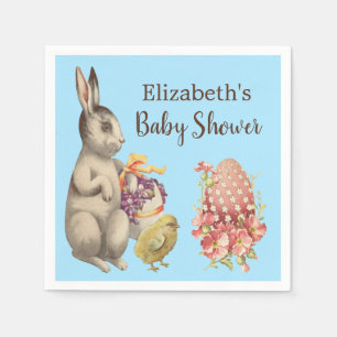 Serviette En Papier Lapin de Pâques lapin et Baby shower bleu poulet
