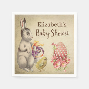 Serviette En Papier Lapin de Pâques lapin Vintage et Baby shower de po