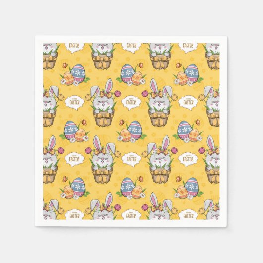 Serviette En Papier Lapin de Pâques mignon (Devant)