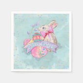 Serviette En Papier Lapin de Pâques, Oeufs et Confetti ID377 (Devant)