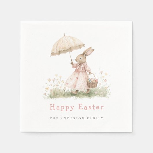 Serviette En Papier Lapin de Pâques pastel (Devant)