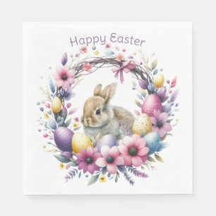 Serviette En Papier Lapin de Pâques personnalisé à l'aquarelle