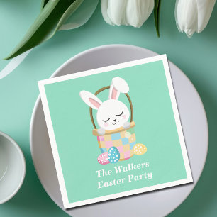 Serviette En Papier Lapin de Pâques personnalisé Joyeuses Pâques Vert 
