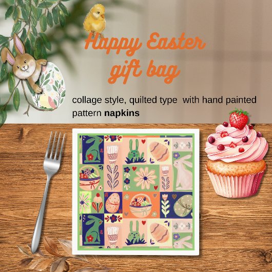 Serviette En Papier Lapin de Pâques rose