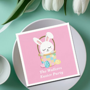 Serviette En Papier Lapin de Pâques rose personnalisé Fête de Pâques j