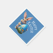 Serviette En Papier Lapin de Pâques ruban bleu - (Coin)