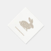 Serviette En Papier Lapin de Pâques Typographie Beige Minimaliste (Coin)