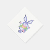 Serviette En Papier Lapin de Pâques Violet Dansant (Coin)