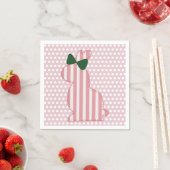Serviette En Papier Lapin de printemps rose et vert Preppy (En situation)
