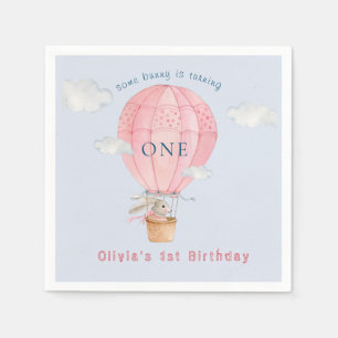 Serviette En Papier Lapin en montgolfière pastel couleur anniversaire