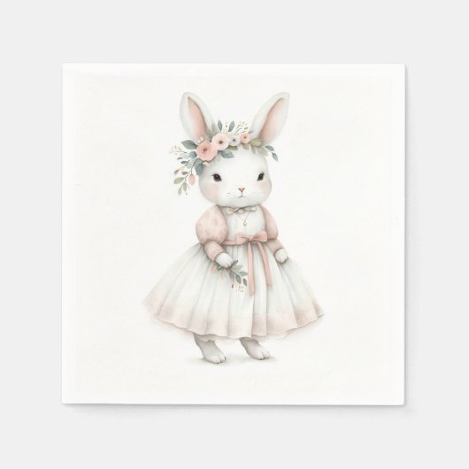 Serviette En Papier Lapin en robe (Devant)