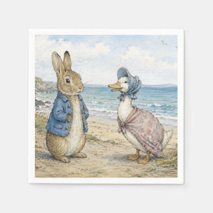 Serviette En Papier Lapin et canard classiques au bord de la mer