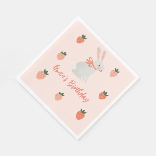 Serviette En Papier Lapin et fraise (Coin)