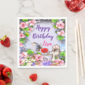 Serviette En Papier Lapin Et Papillon Fête D'Anniversaire (En situation)
