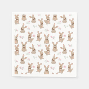 Serviette En Papier Lapin floral de fleurs sauvages Nœud Coquette