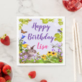 Serviette En Papier Lapin Floral Rabbit fête d'anniversaire (En situation)