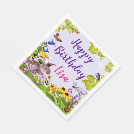 Serviette En Papier Lapin Floral Rabbit fête d'anniversaire (Coin)