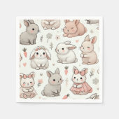 Serviette En Papier Lapin Fluffy : Baby shower doux et élégant serviet (Devant)