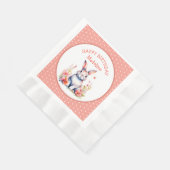 Serviette En Papier Lapin lapin en fleurs Joyeux anniversaire Personna (Coin)