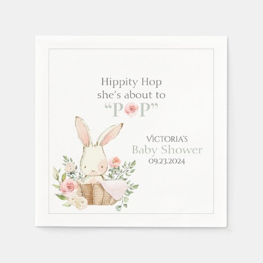 Serviette En Papier Lapin Lapin Lapin Forêt Boisé Rose Floral (Devant)