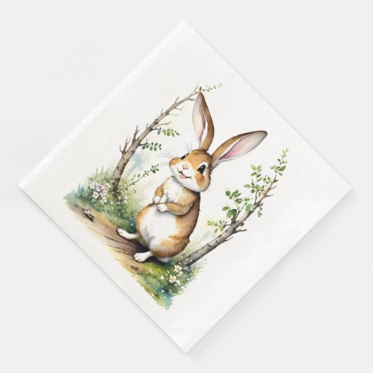 Serviette En Papier Lapin lapin mignon dans les bois (Coin)