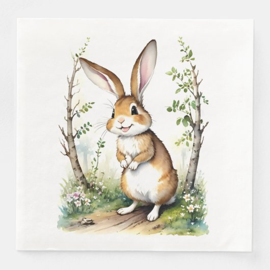 Serviette En Papier Lapin lapin mignon dans les bois (Devant)