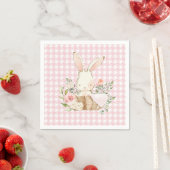 Serviette En Papier Lapin Lapin Pink Pastel Houndstooth Lapin (En situation)