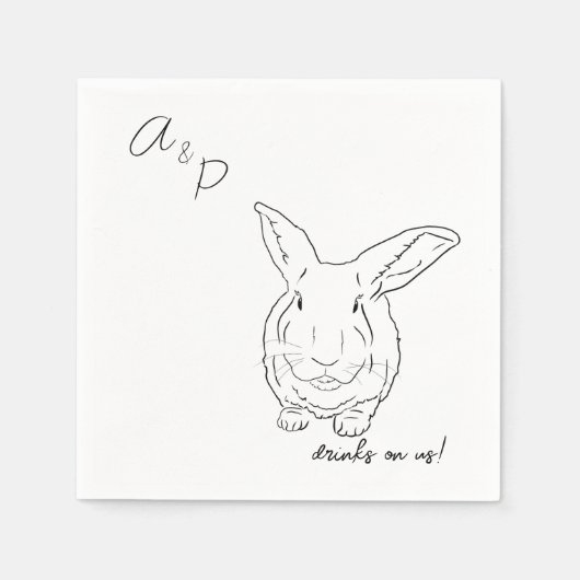 Serviette En Papier Lapin Mariage Cocktail serviettes (Devant)