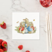 Serviette En Papier Lapin mère classique et lapins (En situation)