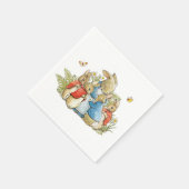 Serviette En Papier Lapin mère classique et lapins (Coin)