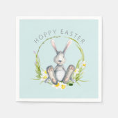 Serviette En Papier Lapin mignon à fleurs Wreath Hoppy Pâques (Devant)