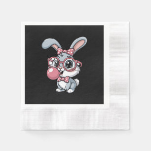 Serviette En Papier Lapin mignon avec des lunettes qui souffle du chew