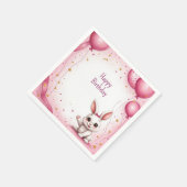 Serviette En Papier Lapin Mignon Bébé Rose 🐰 (Coin)