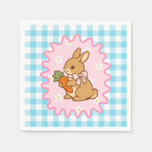 Serviette En Papier Lapin Mignon Carotte & Gingham Marguerite