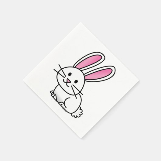 Serviette En Papier Lapin porte-bonheur blanc velouté longue oreilles (Coin)