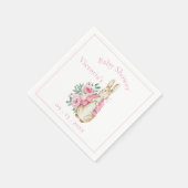 Serviette En Papier Lapin Rose Lapin Baby shower Floral (Coin)