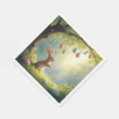 Serviette En Papier Lapin sous l'Oeuf de Pâques (Coin)