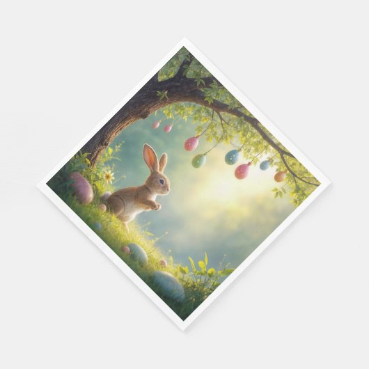 Serviette En Papier Lapin sous l'Oeuf de Pâques (Coin)