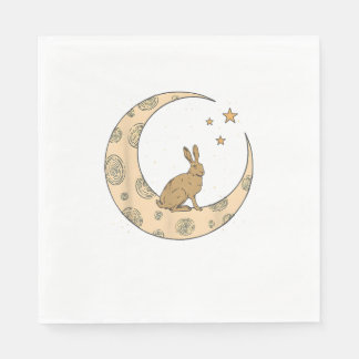 Serviette En Papier Lapin Sur Le Lapin Lune