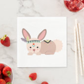 Serviette En Papier Lapin Tribal Napkin (En situation)