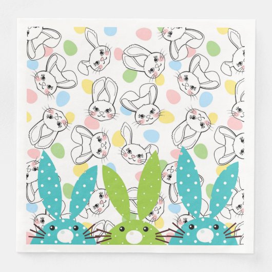 Serviette En Papier Lapins de Pâques (Devant)