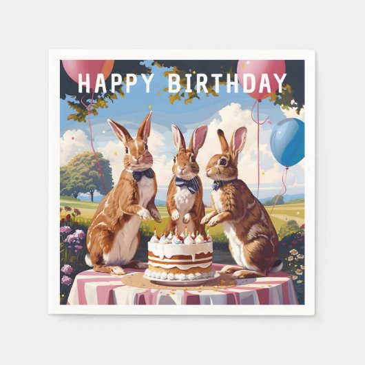 Serviette En Papier Lapins En Bow Cravate fête d'anniversaire (Devant)