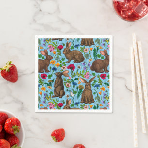 Serviette En Papier Lapins et fleur sauvage