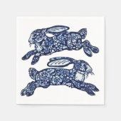 Serviette En Papier Lapins Orientaux Bleus & Blancs Bunny Delft Dedham (Devant)