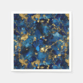 Serviette En Papier Lapis Lazuli et encre d'alcool d'or (Devant)